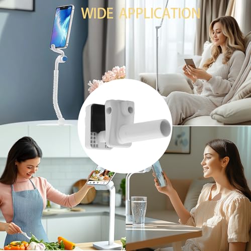 Mic Arm Desk Mount Clamp Insert Holes Universal Mic Stand Desk Holder for Boom Arm, Lamp, Monitor Stable Desk/Bed Mount White(2-Pack)