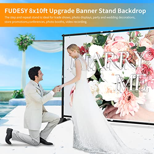 FUDESY 10 x 8ft Backdrop Banner Stand, Heavy Duty Adjustable Photo Background Stand Kit with Carrying Bag, Step and Repeat Frame Stand for Parties Wedding Trade Show Photo Booth Display - size: 8x10ft
