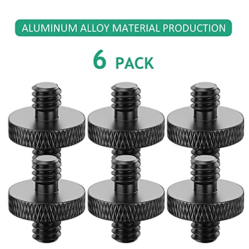 1/4 Male to 1/4 Male Threaded Tripod Screw Adapter - 6 Pcs (Black) for DSLR, Mic Stand, Camera Cage & Shoulder Mount - color: 1/4-1/4 Male
