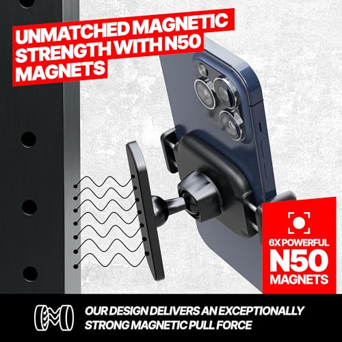 BLAUBECK Magnetic Phone Holder for Gym – Essential Gym Rats Stuff – Magnetic Tripod for iPhone and Magnet Phone Mount– Home Workout Accessories and Gear