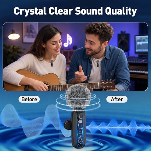Mini Lavalier Microphone for Android Phone, Wireless Clip-on Mic for Podcast Video Recording
