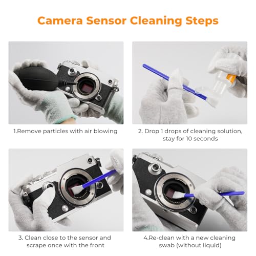 K&F CONCEPT 12mm Micro Four-Thirds 4/3 Sensor Cleaning Swab*10 + 20ml Sensor Cleaner, M43 Camera Cleaning Kit for All Models of M4/3 Camera Sensors, Including M4/3 Cameras from Olympus and Panasonic - size: 12mm