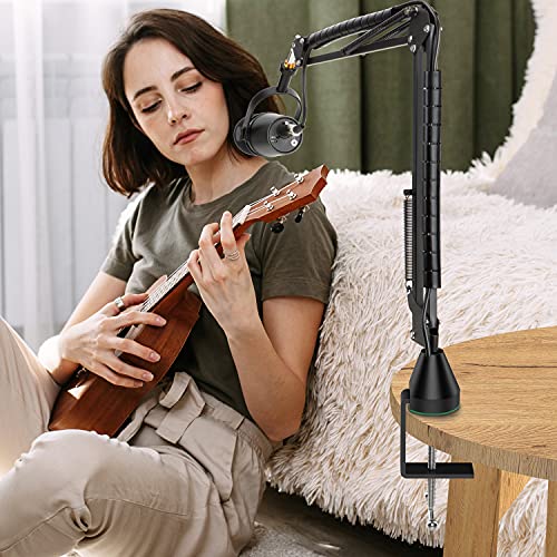 YOUSHARES Table Mount Clamp for Mic - Boom Arm Clamp for Microphone Arm Stand with Adjustable Screw, the Maximum Gap is 6cm/2.36 inch - color: Green