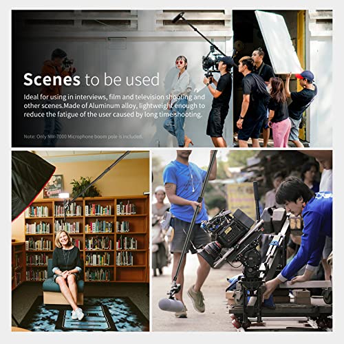 NEEWER NW-7000 Microphone Boom Arm, 3 Section Extendable Handheld Mic Arm with 3/8" & 3/8" to 5/8" Screw Adapter, 3ft to 8ft Adjustable Length,Auxiliary - style: ST-NW-7000