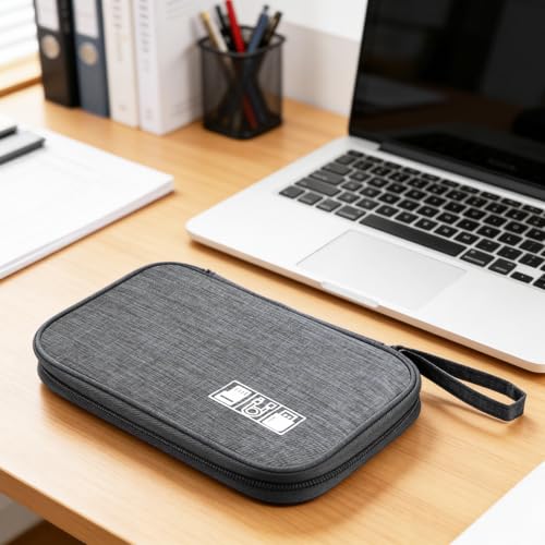 Yamrots Travel Cable Organizer, Electronic Organizer Travel Case, Portable Storage Bag for SD Card, Charger, Power Bank, Earphone (Grey)