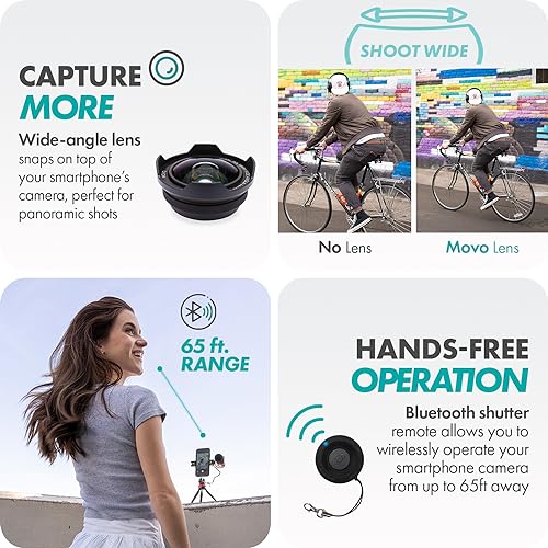 Movo iVlog1 Vlogging Kit - iPhone Lightning Compatible YouTube Starter Kit - Shotgun Microphone, Mini Tripod, LED Light, Wide-Angle Lens, Lightning Adapter