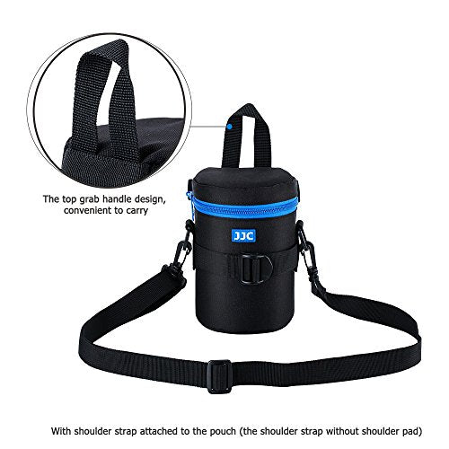 JJC Deluxe Lens Case Pouch Bag for Canon EF-S 17-55mm/17-85mm,EF 35mm f2, RF 85mm f2 Macro, Nikon AF-S 18-200mm/18-105mm/18-300mm/55-200mm, Fujifilm XF 56mm f1.2 R & More Lens Below 3.1" x 5.3"(D x L) - size: M Size