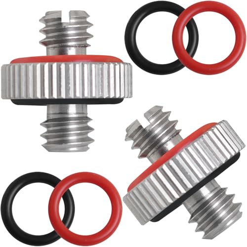 2PCS 1/4 Male to 1/4 Male Threaded Tripod Screw Adapter Conversion Screw with Rubber Grip and Groove Stainless Steel Silver for DSLR Monopods - size: 1/4-20 Male to 1/4-20 Male