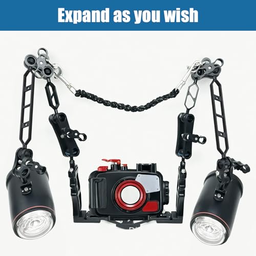 2Pcs 1" Ball to YS Head Adapter with 9'' Extension Arm Aluminum Alloy Underwater Dual Ball Arm for Strobe/Video Light/Diving Camera Tray, Waterproof and Rustproof