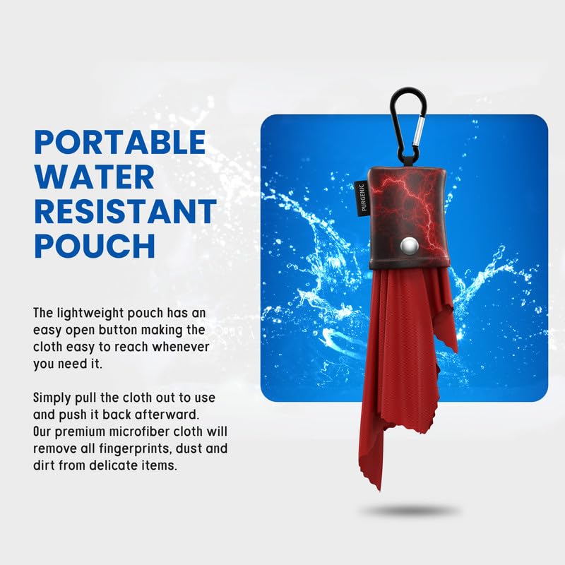 Microfiber Cloth & Glasses Wipes (6 Pack) Lens & Glasses Cleaning Cloth - Eye Glass Clean Cloths - Eyeglass Cleaning Cloth - Glass Cleaning Cloth - Camera Lenses & Gadget Delicate Screens - Red - color: Red Lightning, size: 6 Pack