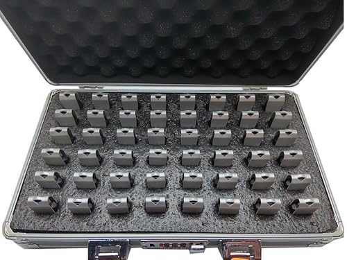 Aluminum USB Drive Organizer Case, 48 Slots, Handle, Combination Lock | Large flash drive holder with combination lock stores up to 48 USB drives for transport