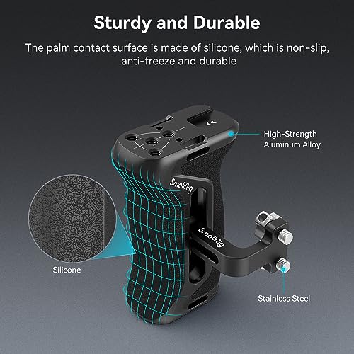 SmallRig Aluminum Side Handle for Camera Cages, Universal Ergonomic Side Handgrip with Bulit-in 1/4"-20 Locating Hole, Strap Hole, Cold Shoe, 36mm Up/Down Adjustable - style: Screws Side Handle