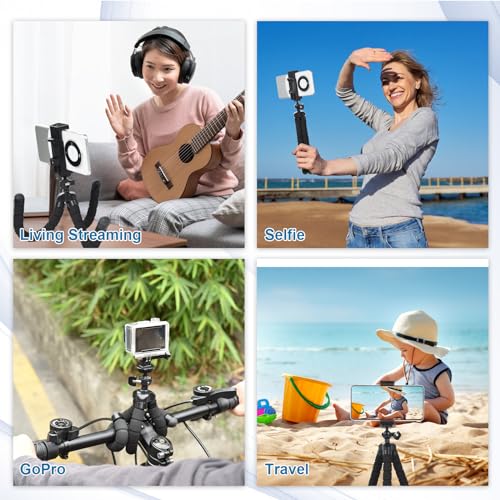 UTEBIT Flexible Phone Tripod Premium Portable Phone Mini Tripod Desk Stand | Compatible with iPhone Samsung Go Pro, Small Digital Camera, for Video Recording, Vlogging, Travel Photography, Black
