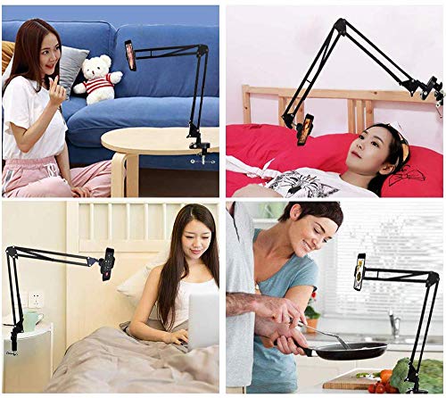 LenTok Overhead Tripod Mount for Camera Webcam Ring Light, Flexible Over Head Arm for iPhone with Phone Holder and Ball Head, Table Stand Accessory for Phone Video Recording Live Stream