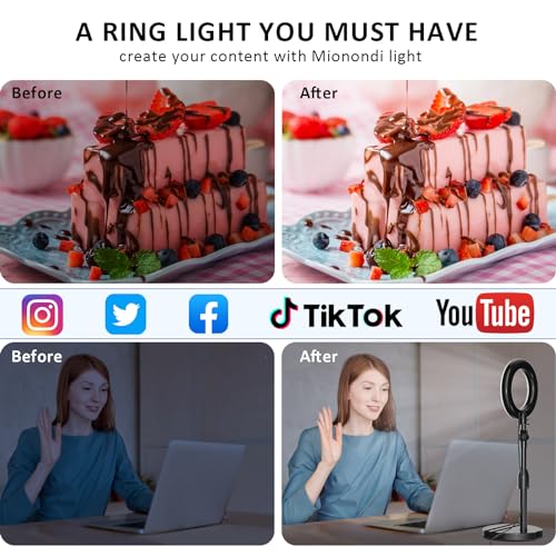 Desk Ring Light with Telescopic Stand, Travel Desktop Hola Light for Phone Selfie Laptop Zoom Video Calls Makeup Tiktok Reels Live Streaming