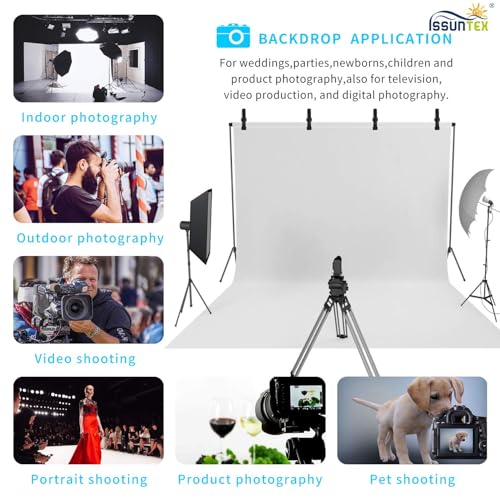ISSUNTEX 9X15 ft Background Polester Backdrop, Photo Studio, Collapsible High Density Screen for Video Photography and Television-White - color: White