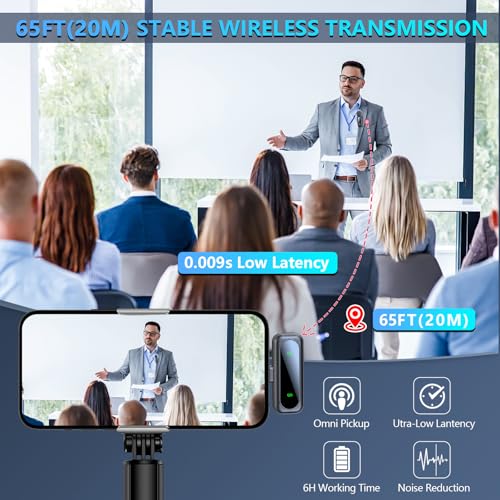 RICCHI Wireless Lavalier Microphone for iPhone iPad and Android Phone, 2pcs Mini Microphone with Noise Reduction Lapel Mic for Video Recording Interview Podcast YouTube TikTok