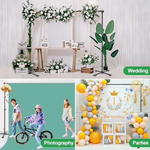 EMART Portable Backdrop Stand Kit with Foldable Cross Flat Base, Adjustable 8.5ft Height 10ft Width Pipe and Drape Background Hanging Frame Bar for Photography Party Wedding Birthday Photo Studio - size: 8.5x10FT