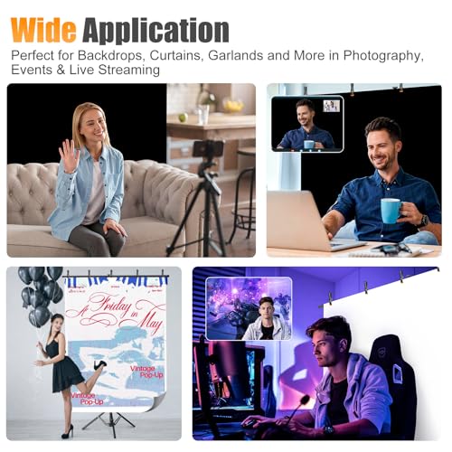 5x8ft Black & White Photo Backdrop with Stand, 2-in-1 Revisible Black White Background Screen with Portable T-Shape Stand,Carry Bag and 5 Clamps for Photography Video Meeting Streaming