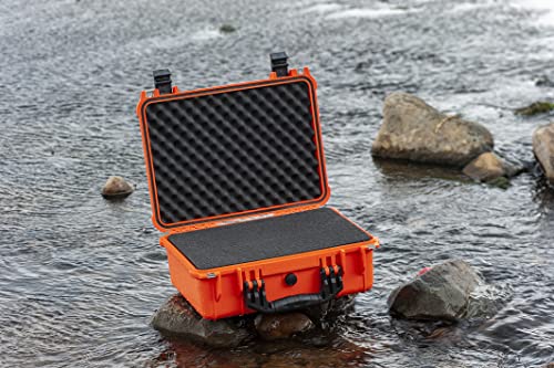MEIJIA Portable All Weather Waterproof Camera Case With Foam,Fit Use of Drones,Camera,Equipments,Pistols,15.98x12.99x6.85inches - color: Orange