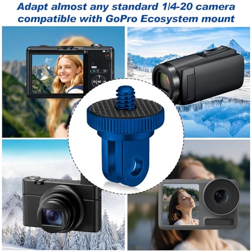 Frienda 4 Pieces Aluminum Camera Tripod Mount Adapter 1/4-20 Conversion Adapter for Tripod Compatible with GoPro Action Cameras and Other Standard 1/4 Accessories (Blue) - color: Blue
