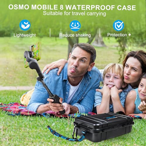 Lekufee Travel Waterproof Hard Case for DJI Osmo Mobile 8, Osmo Mobile 7P / 7 Gimbal Stabilizer and Accessories(Case & Bag Only)