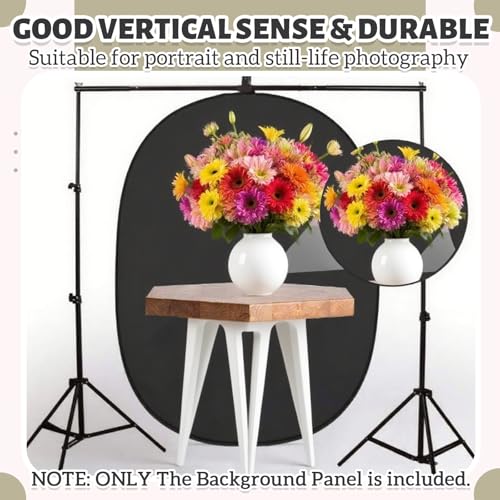 CroBlissful 5×3.3 ft(1.5mX1m) Collapsible Backdrop, Portable 2 in 1 Black and White Backgrounds with Carrying Bag, Reversible Collapsible Photography Reflector for Studio, Video & Live Streaming