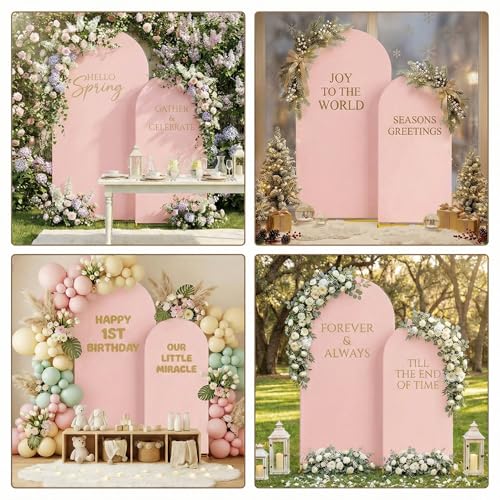 Toolterritary Metal Arch Backdrop Stand and Cover Set, 8FT, 7.2FT Party Backdrop, Easy to Assemble, Backdrop Stand for Parties, Birthday, Baby Shower - color: Dusty Rose, size: 8ft,7.2ft