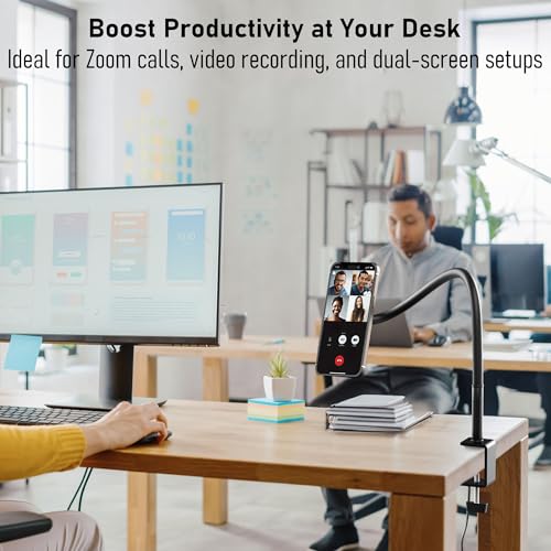 Magnetic Gooseneck Tablet Holder, iPad Desk Clamp Mount for Bed & Desk | 360 Degree Adjustable Arm, Compatible with MagSafe, Fits 4.7-13.5" Devices, Phone, iPad Pro/Air/Mini, Kindle Fire, Galaxy Tab