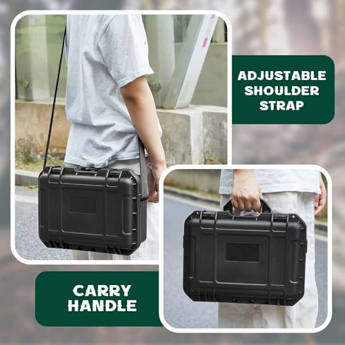 Relaxweex 16.34 x 12.4 x 6.5 Inch Waterproof Hard Case with DIY Customizable Foam Detachable Shoulder Strap and Utility Knife Waterproof Protective Case for Cameras, Lenses or Microphones, Equipments - size: 16.34 x 12.4 x 6.5 Inch