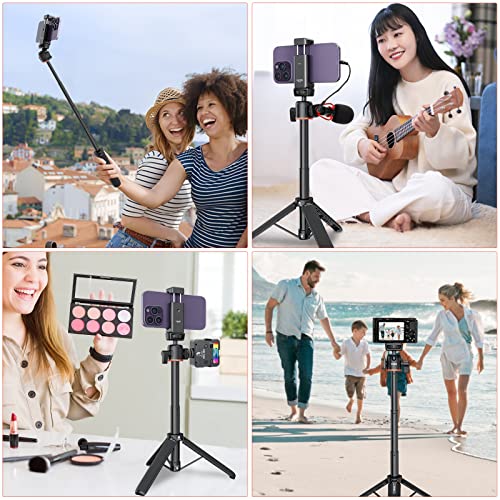 VRIG 21.6" Extension Pole Tripod for DJI Osmo Pocket 4/3,Insta360 Luna Ultra, Mini Selfie Stick Tripod Stand Handle Grip for Insta360 X5,Xtra Muse Webcam Canon G7X Mark III Sony Cameras Vlogging - color: A0031