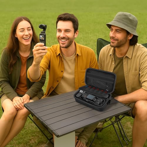 Boobowl Hard Case for DJI Osmo Pocket 3 Creator Combo, Portable Travel Storage Bag Fits Camera with Original Protective Cover, Battery Handle & Mic 2, Shockproof Organizer with Shoulder Strap - Black