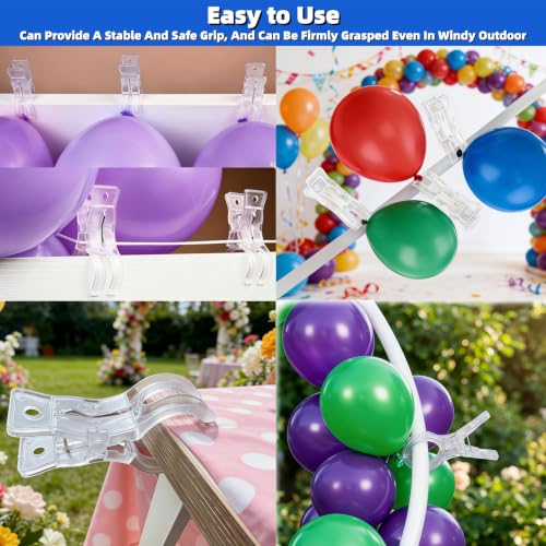 10 Pack Balloon Arch Clips, 3.5" Heavy Duty Transparent Plastic Spring Clamps, Large Backdrop Clips for Birthday Wedding Party Decoration, Backdrop, Photo Studio & Craft Supplies