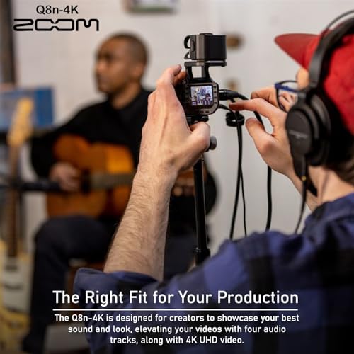 Zoom Q8n-4K Ultra HD Handy Video Recorder Bundle with 128GB microSDXC Card, Table Tripod Hand Grip, SLR Gadget Bag, USB Card Reader, Rechargeable Battery, Charger, and Microfiber Cleaning Cloth