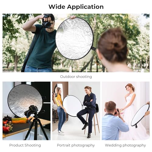 2-in-1 Photo Reflector Fill Light Soft Light Collapsible Reflector 12" 30cm for Photography Photo Studio Lighting - Silver, Gold