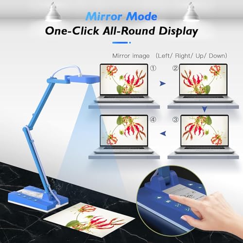 TreasLin Document Camera,10MP USB Document Camera for Teachers, Overhead Camera Remote Learning, Classroom Presentations, Art Classes Online Teaching with Multi Angle Rotation Adjustment LED Light - size: 10MP blue