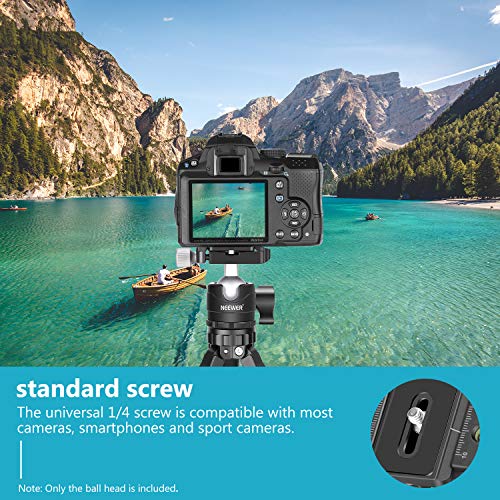 NEEWER 28mm Low Profile Tripod Ball Joint 360° Pan Rotation with 1/4" Arca Type Quick Release Plate and Spirit Level for Tripods, Monopods, Max Load: 6.6LB/5kg