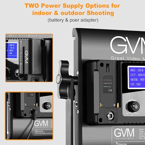 GVM RGB LED Video Light with Tripod Stand Barndoors, APP Control Panel Studio Lighting Kit, 3200K-5600K Dimmable, CRI97, Key Light for Photography, Video Recording, YouTube, Live Streaming, 800D - size: 1 pack