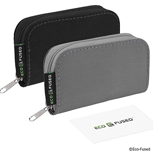 Eco-Fused Memory Card Case - Fits up to 22x SD, SDHC, Micro SD, Mini SD and 4X CF - Holder with 22 Slots (Black & Grey / 22 Slots - 2 Pack) - color: Black & Grey / 22 slots - 2 pack