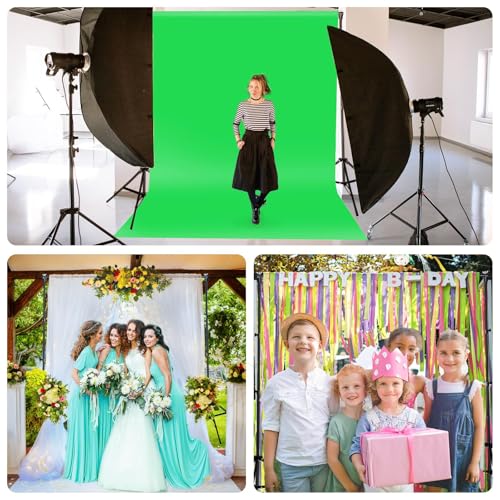 10x8.5 ft Adjustable Green Screen Backdrop Kit with Stand, Photo Background Support System for Video Streaming, Photography, Studio, Parties, Events - size: 8.5x10 ft
