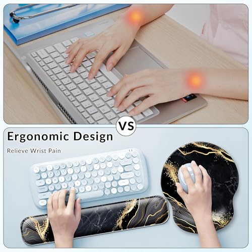 Desk Mat Set + Keyboard and Mouse Pad with Wrist Rest Support,4-in-1 Large Mousepad Computer Mats for Desktop Home & Office-Marble 3 - color: S-Marble 3