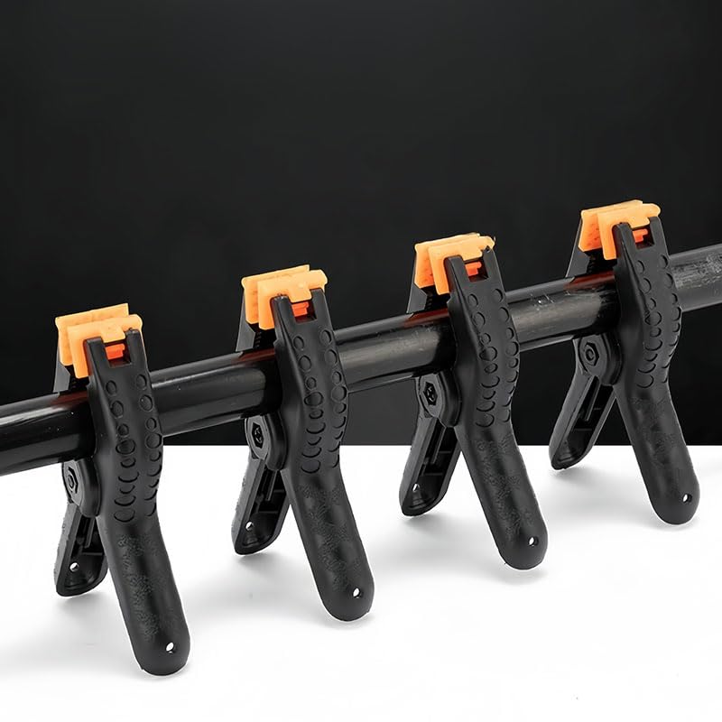 4 Pack Spring Clamps, 3.5inch Durable Plastic Clips with Rotatable Jaws and Non Slip Handle, Suitable for Crafts, Backdrop Stand, Photography Studios, Home Improvement, Black