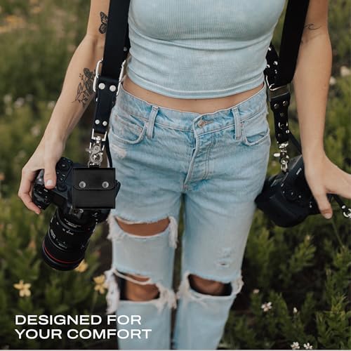 C Coiro Extra Attachments Single and Dual Camera Harness for Camera Bag, Sling Bag, Pouch, Lens Case - color: Black