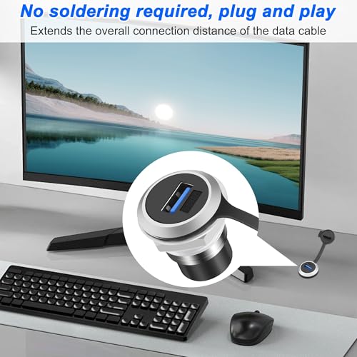 MEIRIYFA USB 3.0 Panel Mount Coupler USB A Female to Female Pass Through Round Socket Connector Bulkhead Extension Adapter with Water/Dustcap