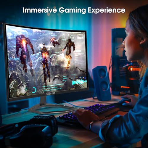 New! Sceptre Curved 24.5-inch Gaming Monitor up to 240Hz 1080p R1500 1ms DisplayPort x2 HDMI x2 Eye Care Build-in Speakers, Machine Black 2026 (C255B-FWT240 Series) - style: 2025 25" Curved 240Hz