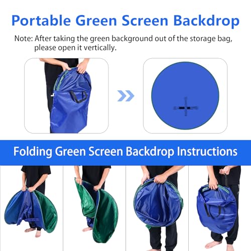 Portable Green Screen - 56" Greenscreen Backdrop with Stand & Reversible Blue Screen for Streaming, Gaming, Zoom & Video Chat