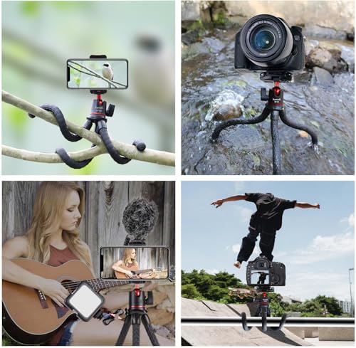 Portable Camera Tripod, Mini Flexible Stand for Phone with Cold Shoe Phone Mount for iPhone iPhone 17 16 15 14 Pro Max XS Max X Canon Nikon Sony DJ Pocket 3 Cameras Gopro Travel