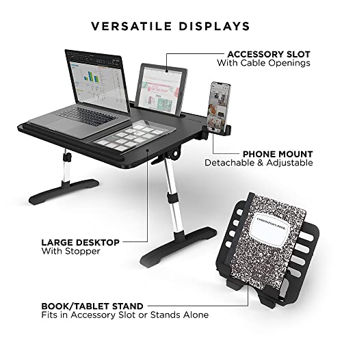 Limitless TotalDesk Portable Modern Workstation and Lap Desk with Adjustable Height & Tilt (Charcoal) - color: Charcoal
