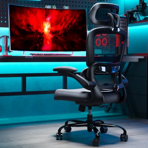 TRALT Office Chair Ergonomic Desk Chair, 330 LBS Home Mesh Office Desk Chairs with Wheels, Comfortable Gaming Chairs (1, Dark Grey) - color: Dark Grey