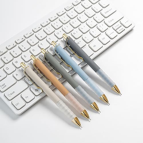 Linbsunne Ballpoint Pens Black Medium Point 1mm with Super Soft Grip Ball Point Pen for Men Women Retractable(gold-6x2 pcs) - color: gold-6x2 pcs
